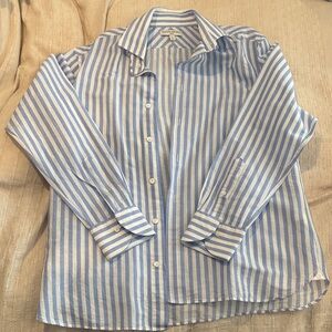 Banana Republic Light Blue and White Striped Shirt- Large